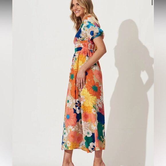 St Frock Mel Maxi Dress in Bright Multi Floral - Picture 4 of 9
